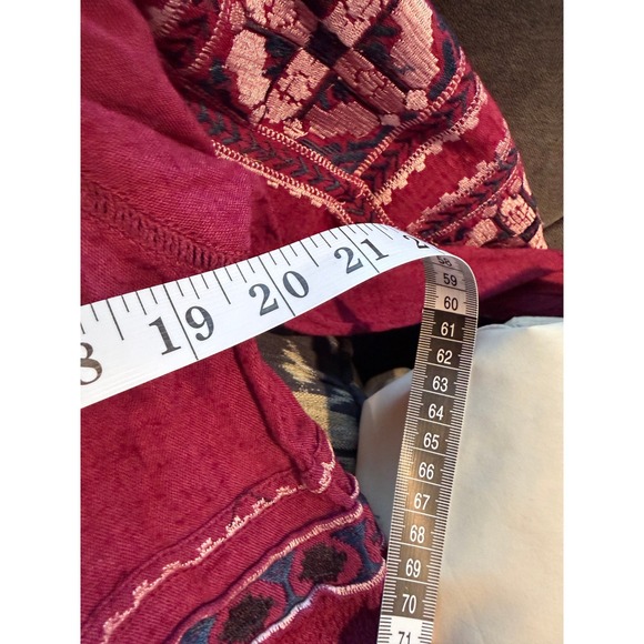 Free People Embroidered Tassel Tunic Burgundy L Boho Haute Hippie Beachy - Picture 7 of 9